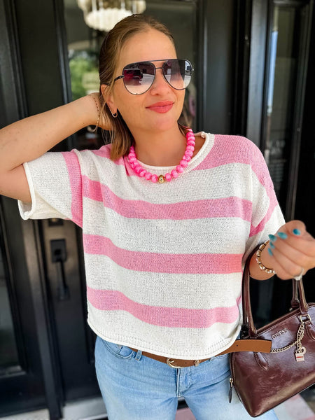 Mabli Chunky Beaded Necklace - Hot Pink