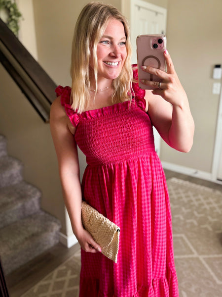 PREORDER Zinnia Gingham Maxi Dress