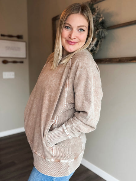 Torrance Mineral Wash Pullover - Brown