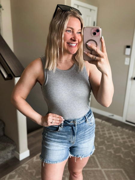 Kiri Micro-Ribbed Tank Top - Grey