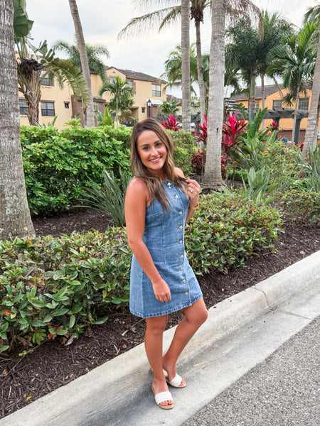 Kenedi Button Front Denim Dress