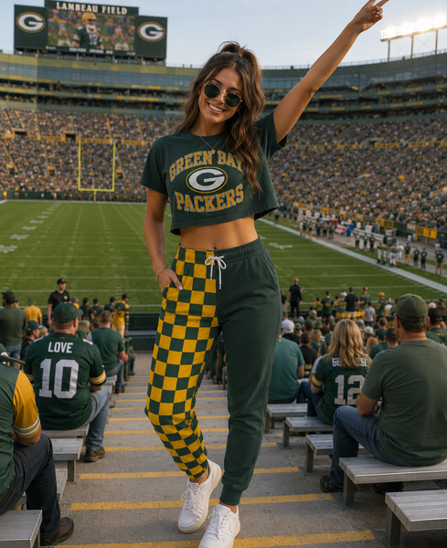 PREORDER Spiritwear Checkered Split Leg Bottom - GB PACKERS