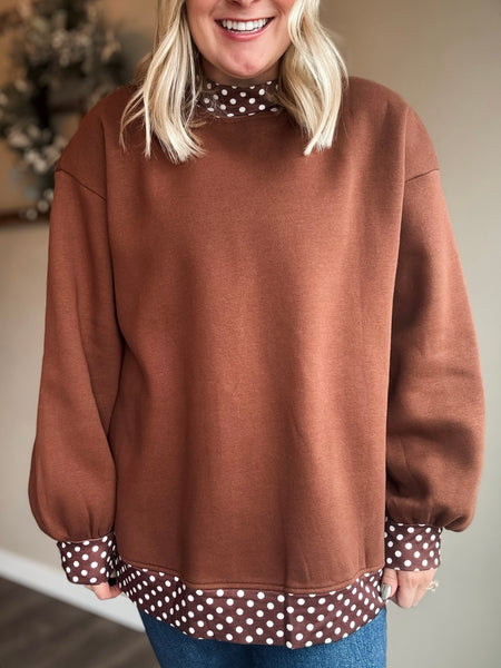 PREORDER Gwenna Polka Dot Mock Neck Pullover
