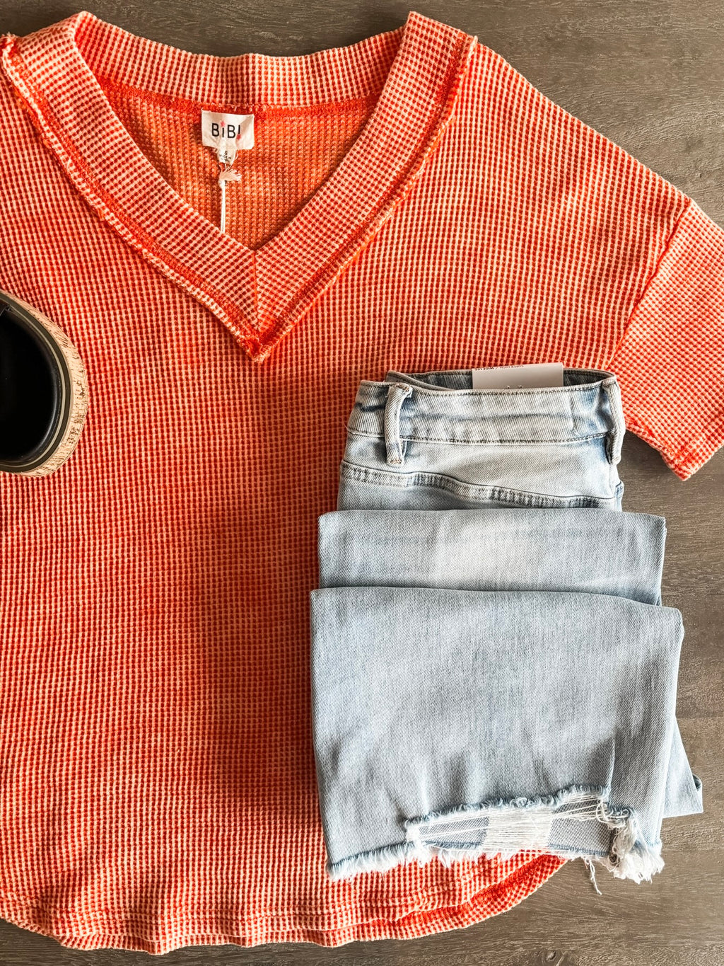 Elliot Vintage Washed V Neck - Orange