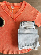 Elliot Vintage Washed V Neck - Orange