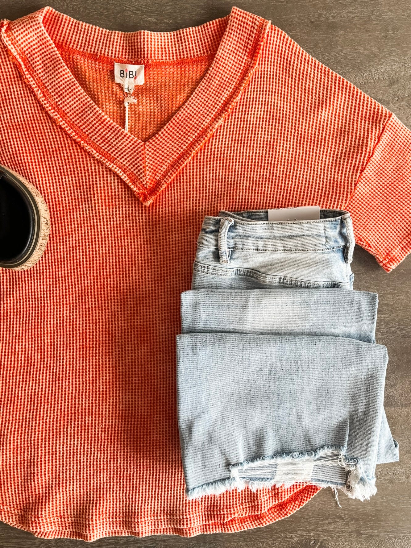 Elliot Vintage Washed V Neck - Orange