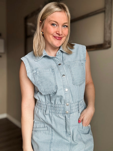 Aliza Stripe Denim Dress