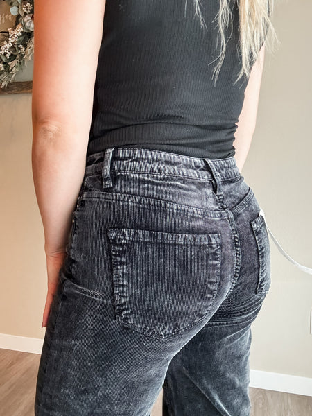 Miller Wide Leg Corduroy Pants - Black