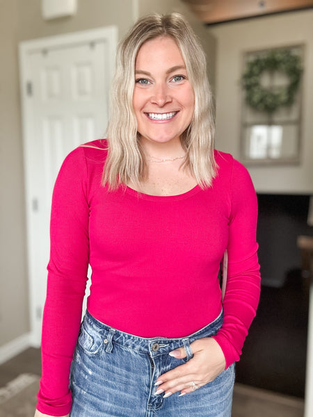 Neena Micro-Ribbed Long Sleeve - Pink