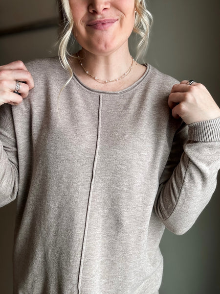 Callen Front Seam Sweater - Ash Mocha