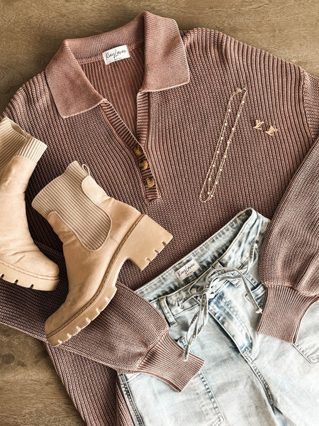 PREORDER Zoie Knit Collared Sweater