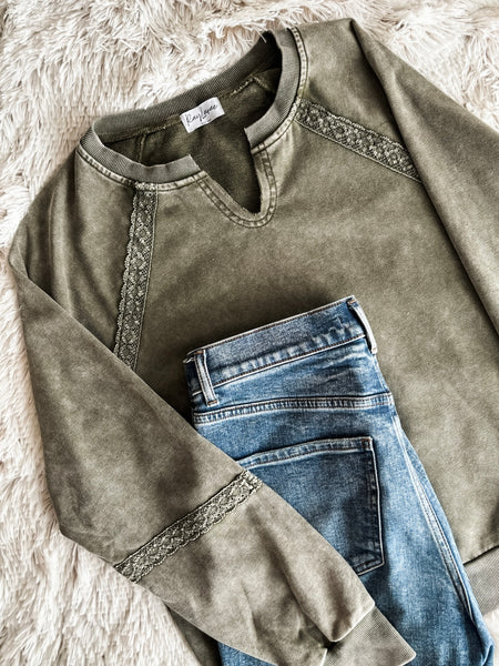 Annalisa Lace Patchwork Sweatshirt - SIZE MEDIUM