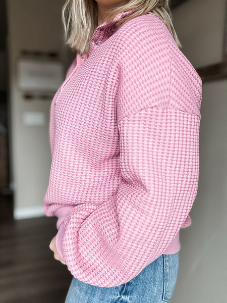 Arlowe Waffle Pullover - SIZE MEDIUM