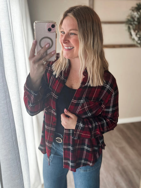 Ember Plaid Button Up