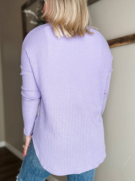 Hadlie Waffle Button Down Cardigan - Lavender