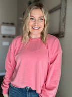 Brightside Cropped Crewneck - Pink - SIZE SMALL