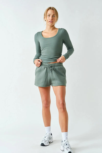 Neena Micro-Ribbed Long Sleeve - Pine