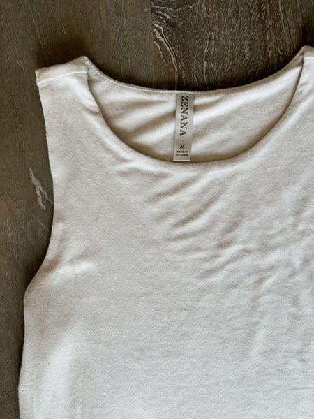 Double Layered Round Neck Tank Top - Beige