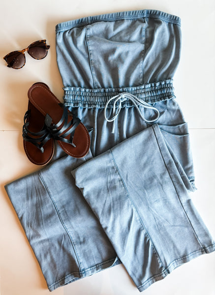 Odessa Washed Strapless Jumpsuit