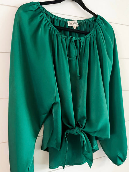 Evette Satin Front Tie Top