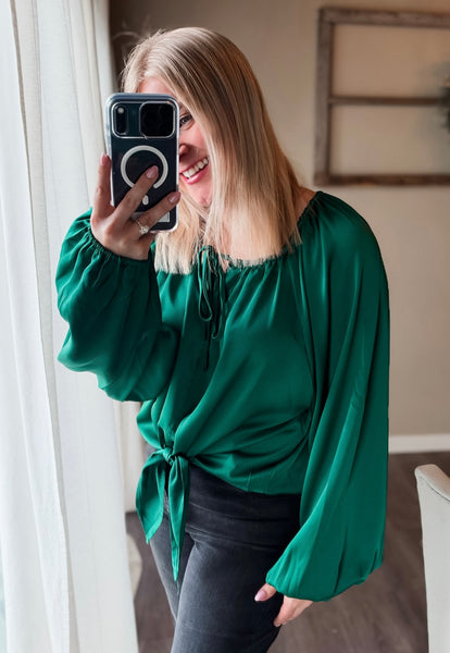 Evette Satin Front Tie Top