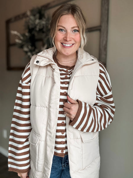 Wrenlie Stripe Knit Cardigan