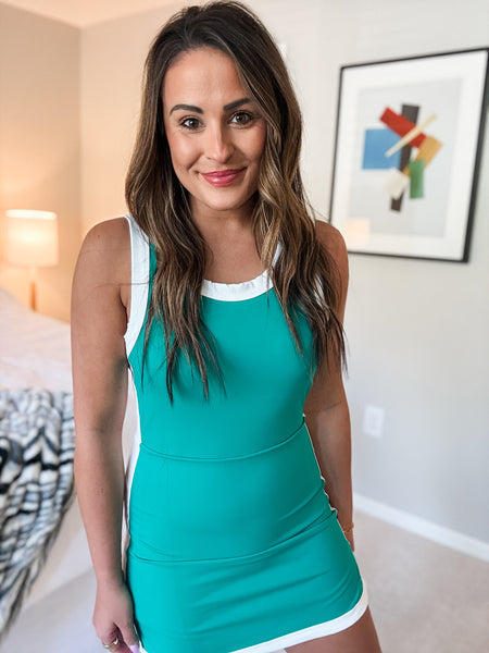 Court Side Active Mini Dress - Green - SIZE LARGE