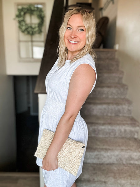 Smocked Waist Sculpted Shoulder Mini Dress