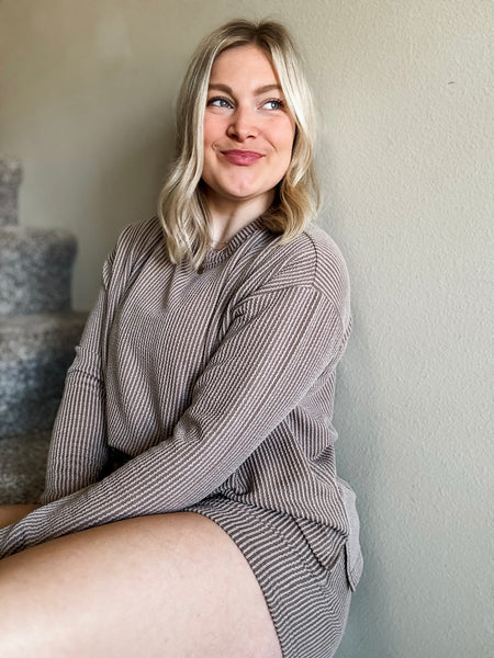 Stevie Ribbed Lounge Set - Mocha
