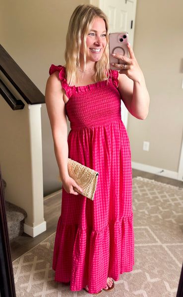 PREORDER Zinnia Gingham Maxi Dress