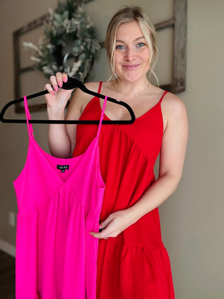 Island Glow Babydoll Dress - Red