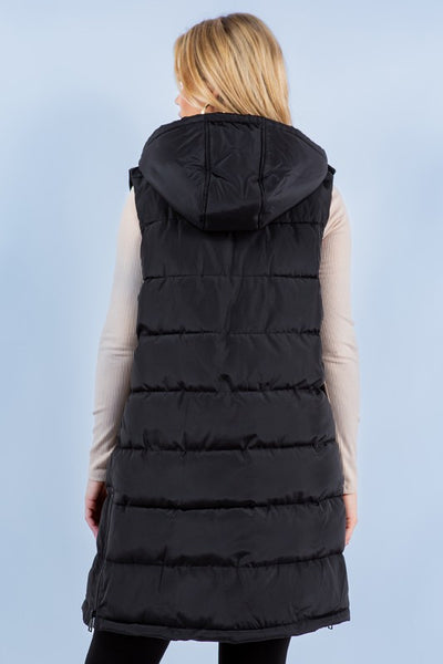 PREORDER Brendi Black Long Puffer Vest