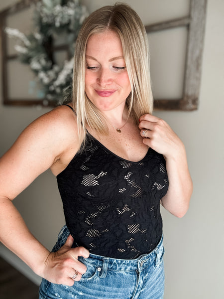 Louie Lace Bodysuit - Black