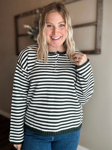 PREORDER Lyra Stripe Henley Sweater