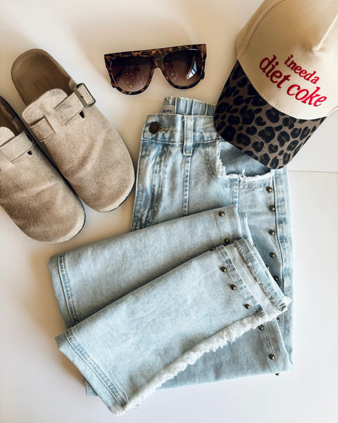 Yvie Studded Side Slit Denim