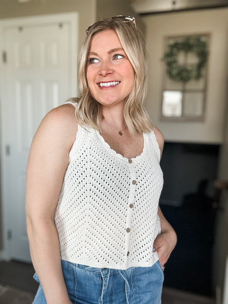 Torrie Crochet Button Tank
