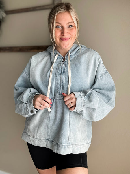 Craving Comfort Mineral Washed Denim Hoodie