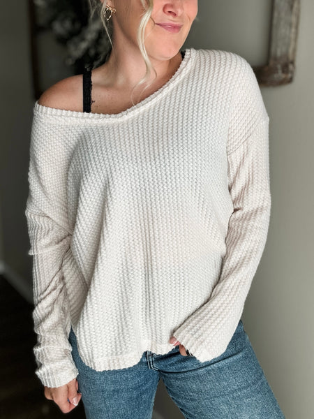 Baylor Waffle Knit Top - SIZE LARGE