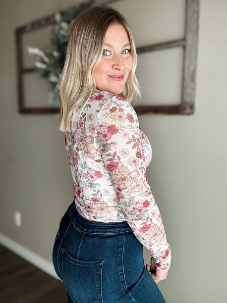 Sylvie Floral Mesh Top