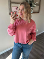 Brightside Cropped Crewneck - Pink - SIZE SMALL
