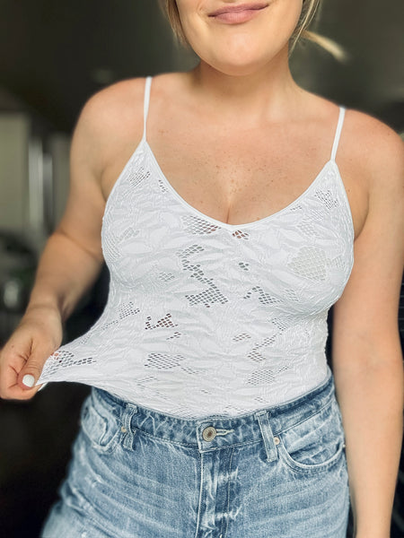 Louie Lace Bodysuit - White