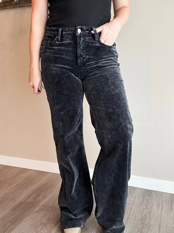 Miller Wide Leg Corduroy Pants - Black