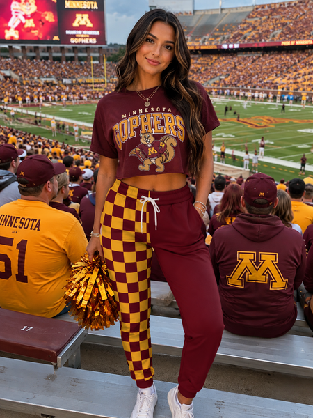PREORDER Spiritwear Checkered Split Leg Bottom - MN GOPHERS