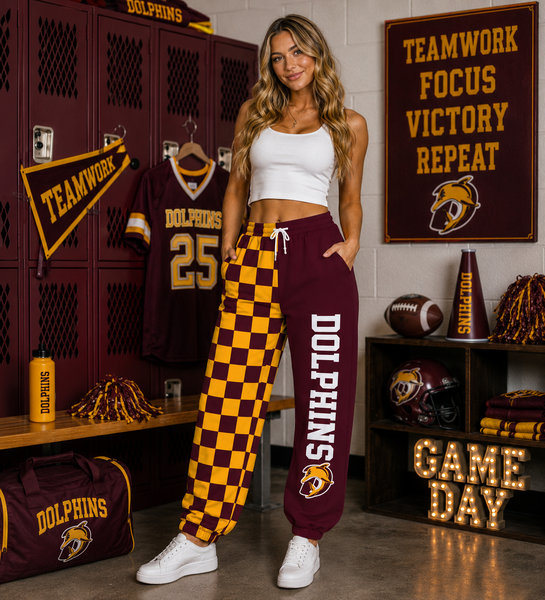 PREORDER Spiritwear Checkered Split Leg Bottom - DOLPHINS