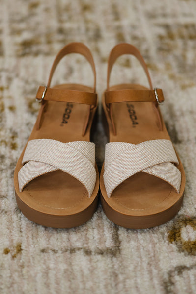 Chester Platform Nubuck Wedge Sandals in Cream