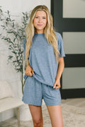 Couldn't Help It Melange Set in Light Navy - SIZE SMALL