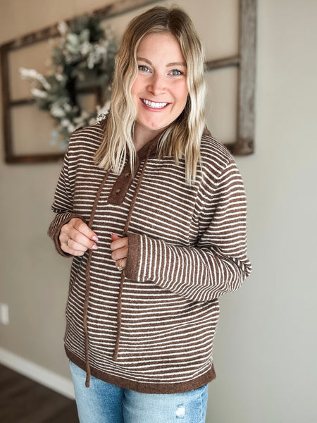 Brownstone Stripe Henley Sweater