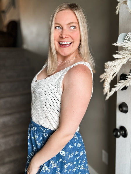 Torrie Crochet Button Tank