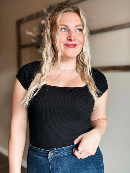 Larisa Square Neck Bodysuit - Black