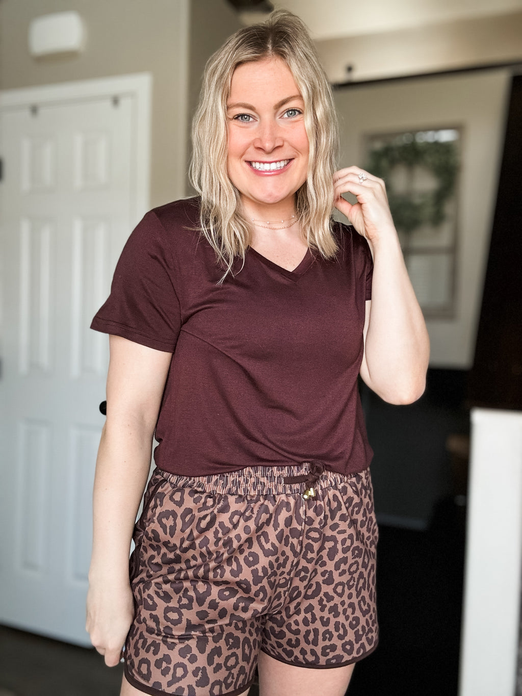 Aari Drawstring Shorts - Coco Leopard - SIZE LARGE